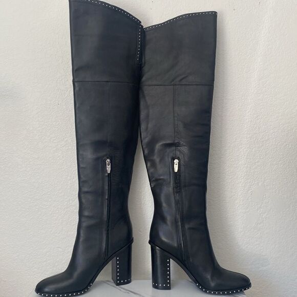 Sigerson Morrison Mars Black Leather Studded Boots - Picture 8 of 14
